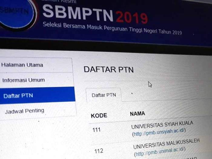 Pendaftaran SBMPTN